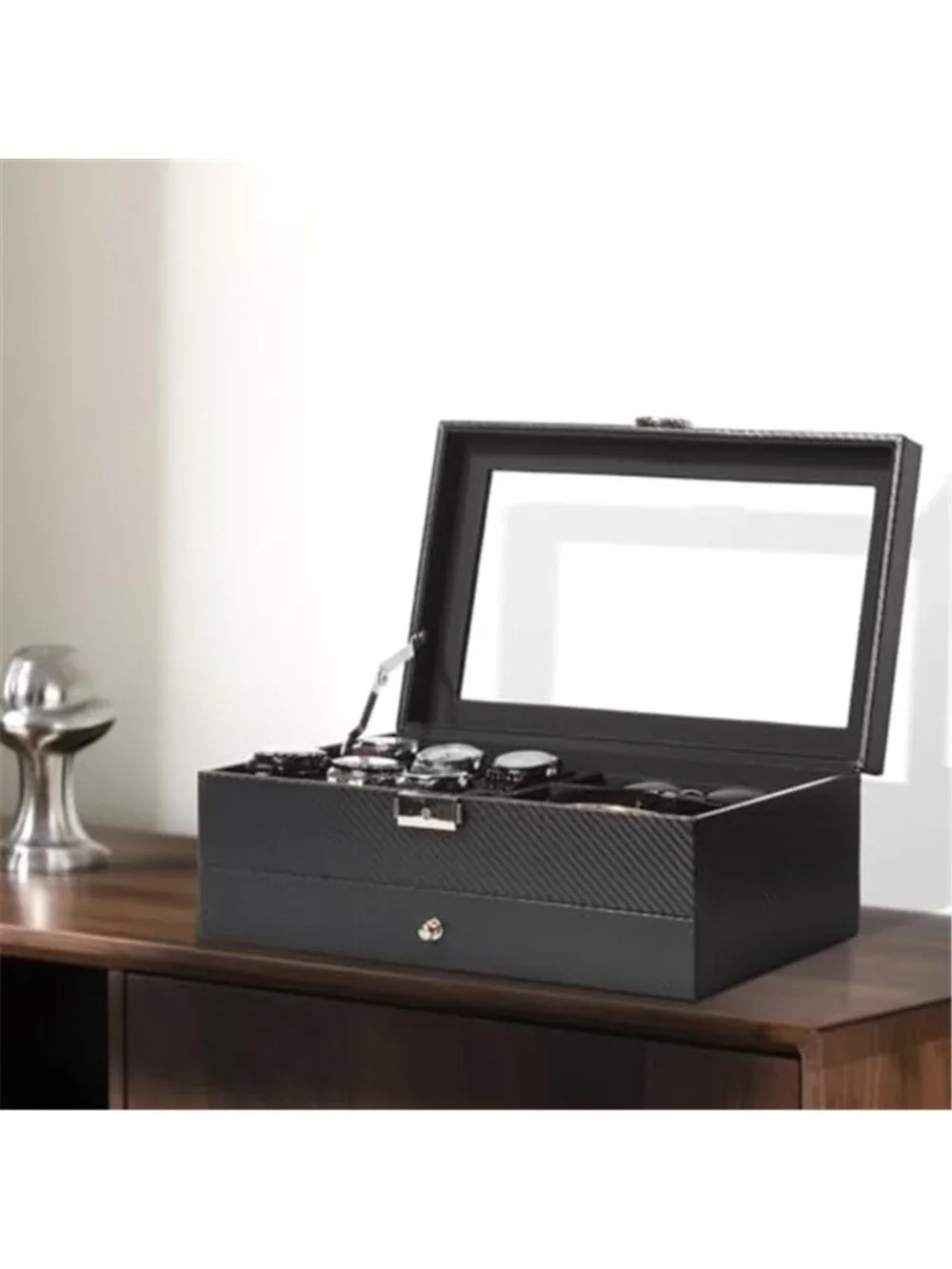 Jewelry Box 6 Slot Watch Box Jewelry Organizer With Drawer